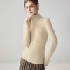 Suéter 100% cachemir para mujer, con cuello semi alto, cierre de cremallera, tejido de canalé y diseñado como capa base, suéter de nuevo estilo, top interior o prenda exterior.