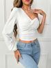 Amazon Transfronterizo Ropa de Mujer Ins Diseño Único Europeo y Americano Camiseta Otoño e Invierno Irregular Nicho Manga Larga de un Solo Lado