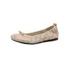 Zapatos Planos Redondos Estilo Ballet Francés con Lazo, Nuevos Zapatos Bajos Versátiles de Piel de Oveja en Relieve, Nicho Suave