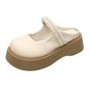Nuevas Medias Zapatillas Francesas de Punta Cerrada para Mujer Primavera/Verano 2025, Sandalias Mary Jane de Suela Gruesa con Perlas, Adecuadas para Uso en Exteriores