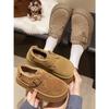 Sapatos de Algodão Marrons Veludo Retrô com Solado Grosso para Mulheres 2025 Novo Inverno Quente Roupa Externa Peludos Sapatos Birkenstock