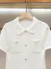 Shenzhen Nanyou Ropa Fina de Mujer Verano Nueva Llegada Estilo Suave de Dama Cuello Solapa Manga Corta de Punto de un Solo Botón Mujer