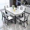 Mesa de comedor con tapa de losa de roca, mesa y sillas de comedor modernas minimalistas, mesa de comedor de madera maciza para uso doméstico, convertible en mesa redonda, mesa de comedor duradera