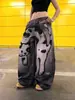 Jeans de Otoño Divertidos Estilo Americano 2026 para Mujer con Estampado de Cachorros y Diseño de Graffiti, Pantalones Anchos Rectos Sueltos