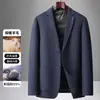 Traje Casual para Hombre Otoño e Invierno 2025 Lujo Ligero Negocios Chaqueta de Lana de un Solo Botón para Hombres Jóvenes y de Mediana Edad con Forro de Plumas de Ganso para Calidez