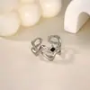 Anillo Ondulado Línea de Diseño Acero Inoxidable Chapado en Oro de 18 Quilates Geométrico Versátil Anillo Abierto Joyería Estilo Ins Europeo y Americano
