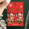 Aretes Colgantes de Navidad Novedosos de Venta Caliente Transfronteriza Europea y Americana, Dibujos Animados con Diamantes, Material de Aleación, Serie de Aretes de Navidad al por Mayor