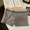 Cuecas masculinas antibacterianas de algodão, color blocking simples, cinza premium, hipoalergênicas, macias e respiráveis, boxer de algodão puro para homens