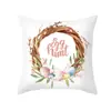 Fronha de Travesseiro de Páscoa Transfronteiriça Estampada Personalizada de Desenho Animado Coelho Ovo Fronha de Almofada de Sofá Pele de Pêssego Almofada de Cabeceira