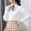 Camisa Cálida Gruesa de Pana Otoño e Invierno para Mujer de Manga Larga Top Interior Retro Lijado Holgado Ropa Exterior Camisa con Cordones