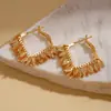 Pendientes de Borla Cuadrados Geométricos con Forma de Hoja Chapados en Oro Real de 18 Quilates Pendientes de Moda de Gama Alta de Nicho para Mujer