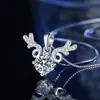 Collar de Plata de Ley S925 Moissanita Color D Ocho Corazones y Ocho Flechas Cabeza de Ciervo Un Ciervo Te Tiene Diseño Moderno Regalo de San Valentín