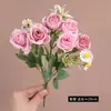 Buquê Pequeno Artificial de Cor de Primavera com Margaridas e Rosas Flores Artificiais para Casamento Grampo de Cabelo Feito à Mão Materiais Decorativos DIY Flores Fornecimento Transfronteiriço