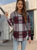 2026 Transfronterizo Amazon Nuevo para Mujer Casual Holgado Cuadros Manga Larga Cuello Redondo Base Irregular Camisa Superior