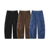 Yidao Vintage 2026 Otoño Nuevo Estilo Retro Japonés Ropa de Trabajo Lavada Multibolsillos Holgados Pierna Ancha Casual Pantalones