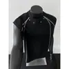 Chaleco de Costura Desestructurada Retro Americano Modelo Hombre Verano Holgado Estilo Perezoso Camiseta Deportiva Casual Camisa de Viejo