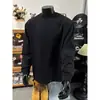 Camiseta branca de algodão de Xinjiang de manga comprida para homens, com gola pequena, tecido pesado, estilo cleanfit, design de ombro reto estilo americano, adequada como camada base