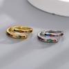 Color circonio anillo de uñas anillo de dedo cruzado nueva moda personalidad genial color fila diamante anillo delgado espiral tornillo anillo de dedo índice