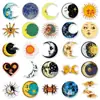 50 Piezas de Pegatinas de Sol, Luna y Nebulosa, Luna de Fantasía Retro, Sol y Cielo Estrellado Creativas Impermeables Decorativas Pegatinas para Taza de Agua y Cuaderno