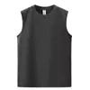 200g Chaleco Deportivo para Exteriores Camiseta Color Sólido Algodón Sin Mangas Cuello Redondo Chaleco para Hombre Camisa Base Holgada Chaleco para Hombre