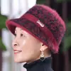 Gorro de Felpa Forrado para Invierno para Mujeres de Mediana Edad y Mayores, Gorro de Pescador Grueso y Cálido para Abuelas, Elegante Gorro Tejido para Personas Mayores