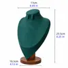 Soporte de Exhibición de Collares de Madera Maciza Color Nogal Maniquí de Cuello para Collares Soporte de Joyería para Colgantes Cuello para Retratos Joyería para Cuello Superficie de Cuero y Terciopelo