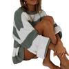 Suéteres de Punto Rayados Holgados de Otoño e Invierno Europeos y Americanos, Colores Contrastantes Perezosos y Casuales, Chaquetas Suéter de Venta Caliente Transfronterizas para Mujer, Gama Alta