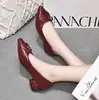 Sapatos femininos de salto grosso preto, sola macia de 3 cm, antiderrapantes, bico fino, sapatos de trabalho profissionais, respiráveis e confortáveis, adequados para mães, tamanhos 35-41