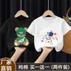 Tops Versátiles de Algodón Puro para Niños, Nuevo Estilo de Verano, Camisetas para Niños Talla Mediana y Grande con Estampados de Dibujos Animados, Camisetas Casuales Transpirables de Manga Corta para Niños