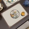 Jogo Americano Vintage Chinês Impermeável à Prova de Óleo Isolante Térmico Mat para Mesa de Jantar Jogo Americano de Couro PU Sem Lavagem à Prova de Poeira Retangular