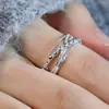 Anillo Vintage Cepillado Dulce Fresco de Estrella para Mujer, Relieve de Textura Irregular Geométrica, Anillo Abierto Exquisito, Anillo para Dedo Índice, Moderno