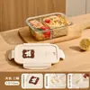 Fiambrera de vidrio Xilekou, adecuada para que los trabajadores de oficina lleven su almuerzo, apta para microondas, con tapa, recipiente para almacenar alimentos y fiambrera
