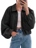 2026 Amazon Europeo y Americano Comercio Exterior Transfronterizo Otoño Nuevo Estilo Cuello Solapa Mangas Abullonadas Cremallera Chaqueta Corta Abrigo de Mujer