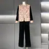 Novo Conjunto de Moda Primavera para Mães Estilo Nacional Chinês Moda 2026 Novo Modelo para Meia-Idade e Idosos, Elegante Conjunto de Veludo de Três Peças
