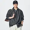 Camisa de Mezclilla Pesada Chaqueta para Hombre Estilo Primavera 2026 Camisa Rayada Color-Block Cuello Campana Chaqueta Camisa de Marca de Moda Venta al por Mayor