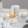 Color Bajo Vidriado Cerámica Jingdezhen Vajilla Platos Tazones y Platos Set de Platos para el Hogar Tazones para Comer Horno de Microondas Moderno y Sencillo