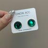 Pendientes redondos elegantes de estilo retro frío para mujer, con aguja de plata S925, geométricos, sencillos, con gemas de cristal de imitación.