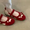Sapatos Mary Jane com laço estilo balé para mulheres 226, novo estilo retrô versátil de outono com aumento interno de altura e corte baixo