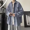 Camisa de Manga Larga Simple Artística de Primavera y Otoño para Hombre Estilo Hong Kong Versátil Holgada Casual Sentido del Diseño Moda Hip-hop Callejera