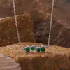 Brincos coreanos brilhantes S925 prata de lei pérola natural ágata verde cor granada brincos tesouro corrente atacado ao vivo
