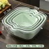Bacia de Lavagem de Vegetais de Camada Dupla Cesta de Escorrer Conjunto de Oito Peças Cozinha Sala de Estar Doméstico Bandeja de Lavagem de Frutas Cesta de Plástico Simples para Vegetais