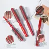 Cepillo de Pelo Redondo de Madera para Rizos, para Peinar el Flequillo y Crear Volumen Alto en la Coronilla, Cepillo Redondo con Mango de Calabaza de Madera