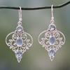 Hecheng Amazon deseja novo vintage tailandês prata azul três brincos de diamante feminino europeu e americano brincos orelha joias
