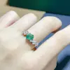 Anillo de Plata de Ley S925 con Esmeralda Natural Moda Diseño de Nicho Ovalado 5*7mm Anillo Soporte Vacío Venta al por Mayor