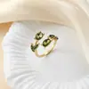 Anillos de Hoja y Pétalo de Estilo Europeo y Americano Más Vendidos Transfronterizos, Joyería de Lujo Ligero de Hoja y Tulipán a la Moda al por Mayor