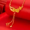 Collar de flor de tres vidas de oro de arena vietnamita flor de bauhinia para niñas joyería de aleación de cobre de nicho borla cadena para la clavícula lujo ligero alta gama