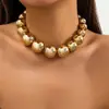 Europa y Estados Unidos joyería transfronteriza collar punk redondo exagerado cadena de collar cadena de cuentas geométricas calientes collar con cuentas para mujer