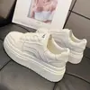 Zapatos Deportivos Blancos de Plataforma Gruesa para Mujer, Nuevos para Otoño 2025, de Cuero con Paneles, de Estudiante, de Altura Incremental, Versátiles, Casuales