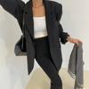 Roupa Feminina Coreana Dongdaemun Blazer Elegante Solto com Design Vintage de Alta Qualidade com Botões nas Costas para Mulheres