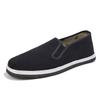 Zapatos de tela de Pekín antiguos Zapatos de suela plana para hombre con suela de neumático Zapatos de una sola capa sin cordones Hechos a mano tradicionales Forro Zapatos de tela negros